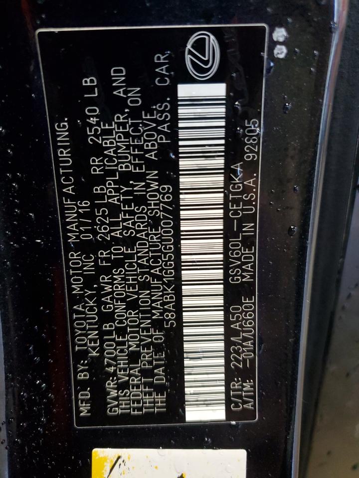 2016 Lexus ES VIN 58ABK1GG5GU007769 Copart auction photo, front end / minor dent/scratches damage thumbnail 13