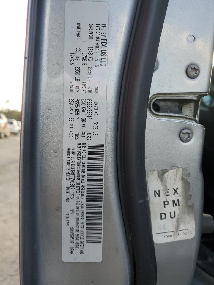 2015 Dodge Journey VIN 3C4PDCBGXFT701817 Copart auction photo, front end / side damage thumbnail 14