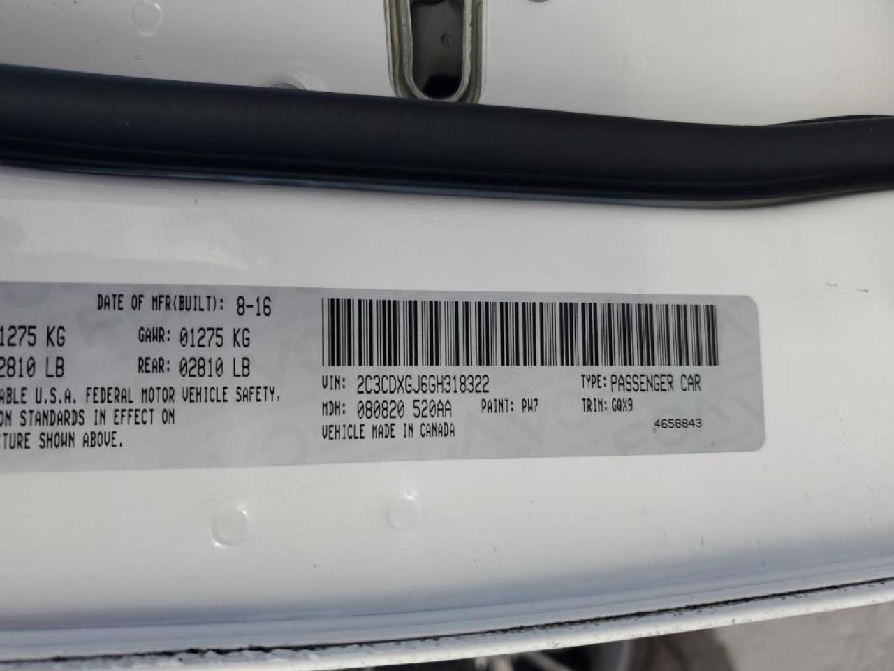 2016 Dodge Charger VIN 2C3CDXGJ6GH318322 Copart auction photo, front end damage thumbnail 12