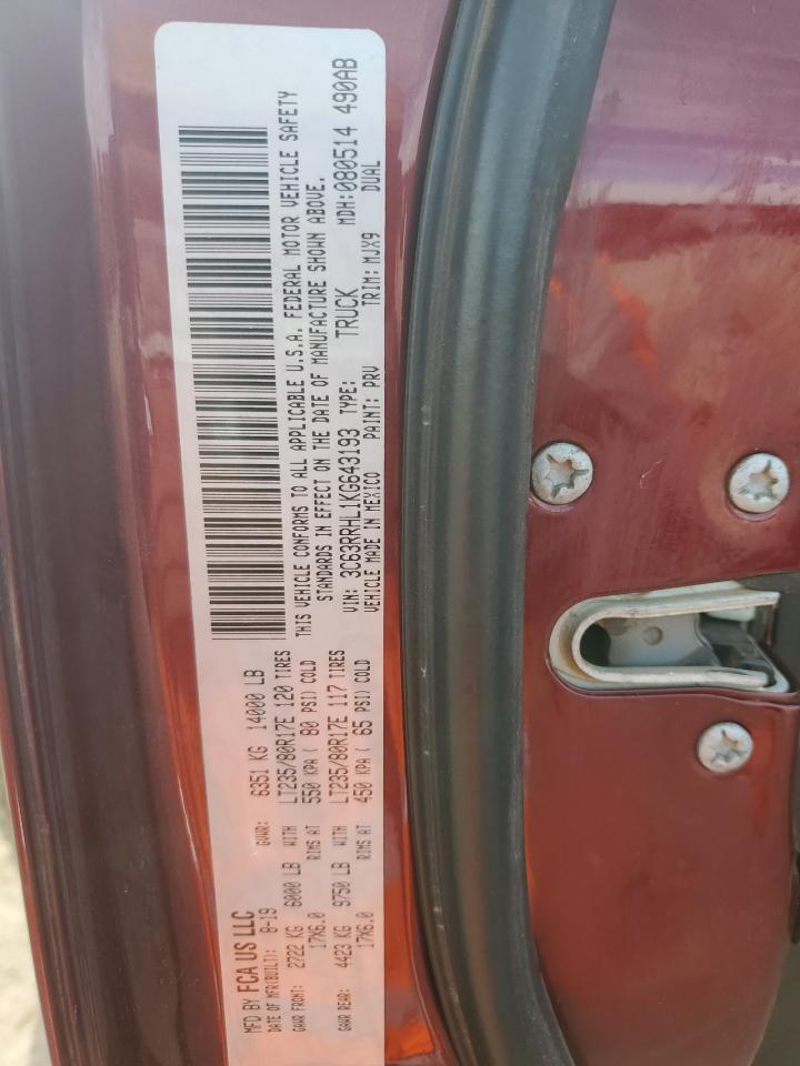 2019 RAM 3500 VIN 3C63RRHL1KG643193 Copart auction photo, front end damage thumbnail 15