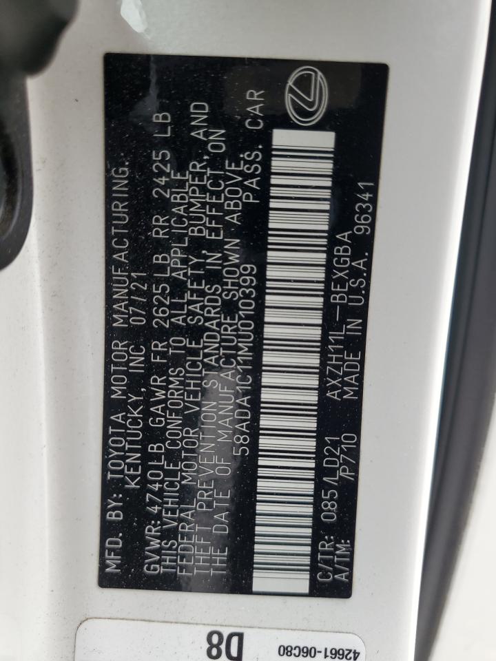 2021 Lexus ES VIN 58ADA1C11MU010399 Copart auction photo, rear end / front end damage thumbnail 15