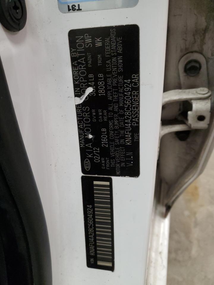 2012 KIA Forte VIN KNAFU4A28C5604924 Copart auction photo, front end damage thumbnail 13