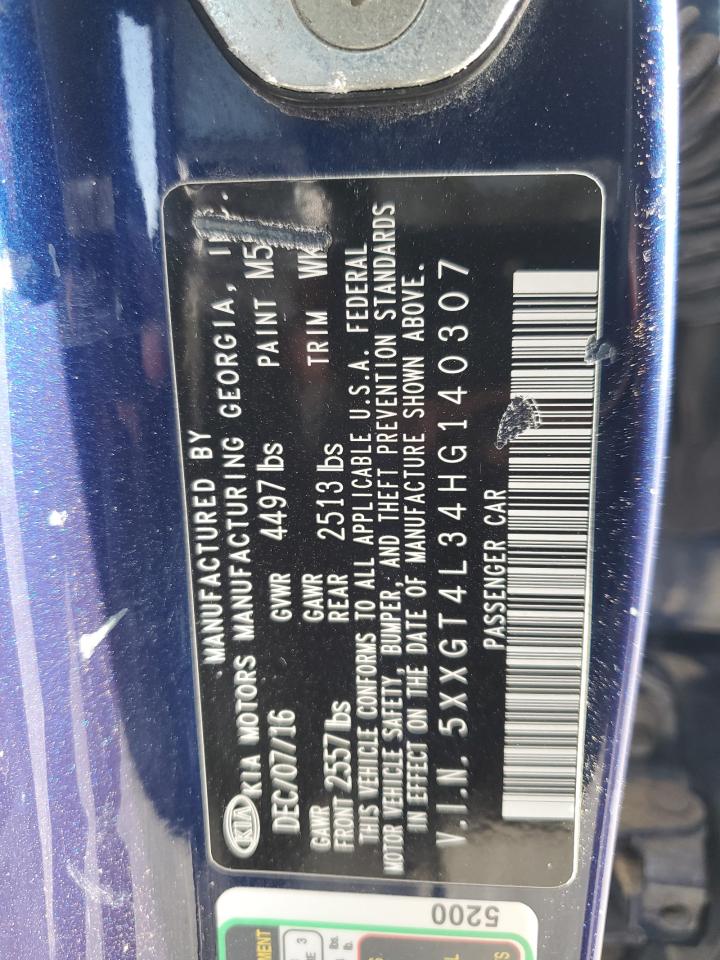 2017 KIA Optima VIN 5XXGT4L34HG140307 Copart auction photo, rear end damage thumbnail 12