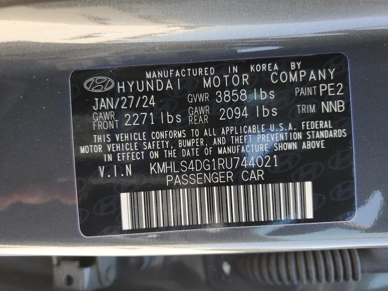 2024 Hyundai Elantra VIN KMHLS4DG1RU744021 Copart auction photo, rear end / front end damage thumbnail 14