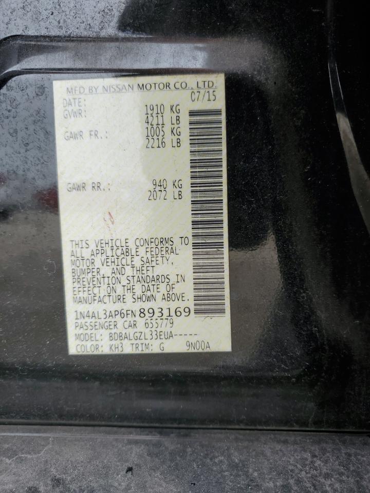 2015 Nissan Altima VIN 1N4AL3AP6FN893169 Copart auction photo, front end damage thumbnail 12