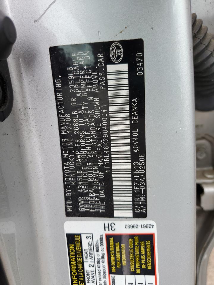 2009 Toyota Camry VIN 4T1BE46K29U400041 Copart auction photo, front end damage thumbnail 13