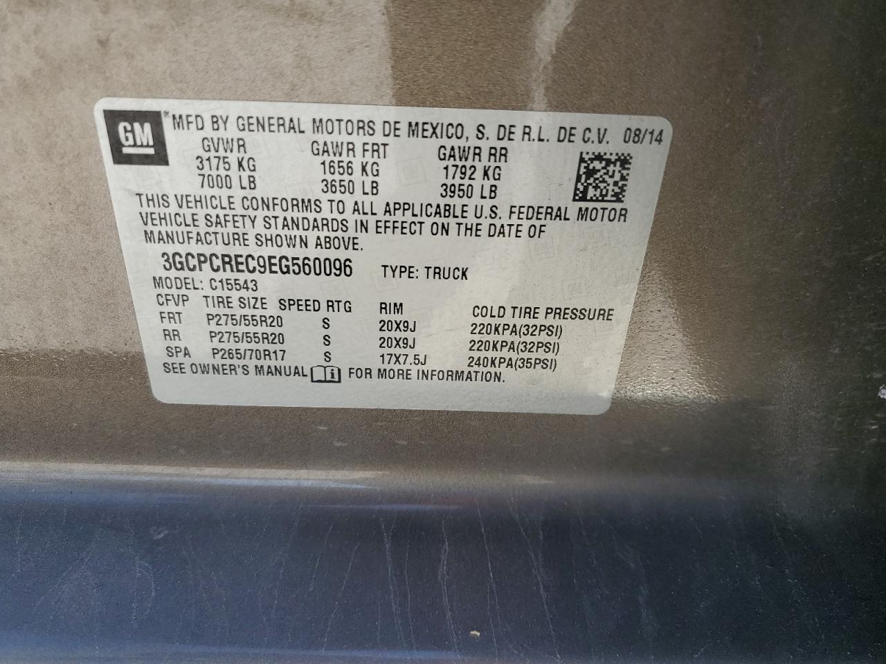 2014 Chevrolet Silverado VIN 3GCPCREC9EG560096 Copart auction photo, front end damage thumbnail 14