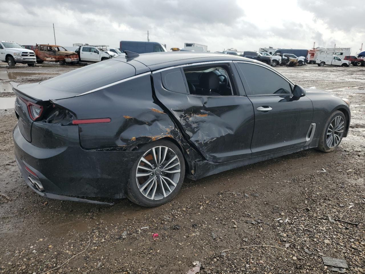 2019 KIA Stinger VIN KNAE15LAXK6046890 Copart auction photo, side / rear end damage thumbnail 3