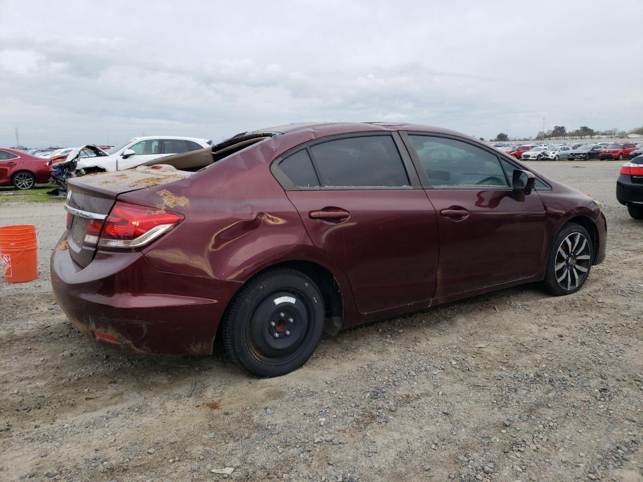2014 Honda Civic VIN 19XFB2F95EE244604 Copart auction photo, top/roof / rear end damage thumbnail 3