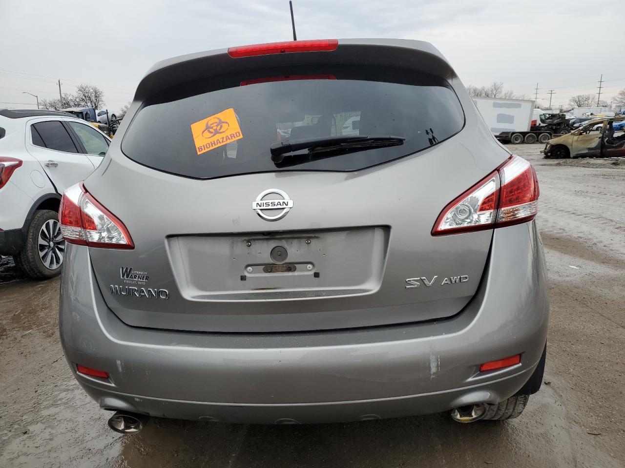 2012 Nissan Murano VIN JN8AZ1MW9CW200783 Copart auction photo, front end / side damage thumbnail 6