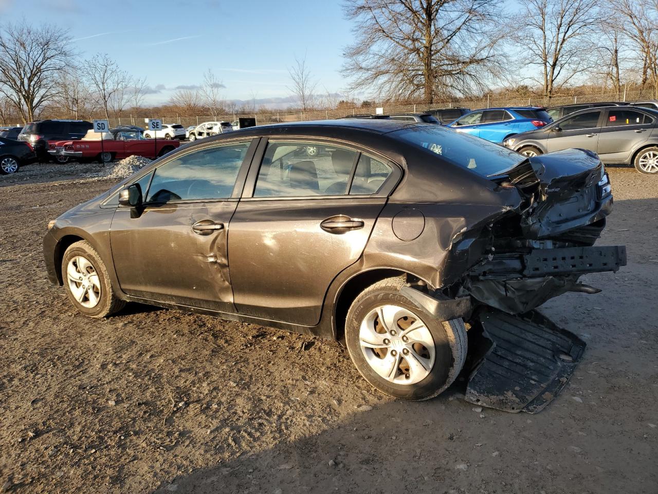 2013 Honda Civic VIN 19XFB2F54DE015469 Copart auction photo, rear end / side damage thumbnail 2