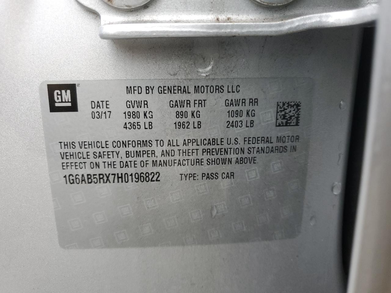 2017 Cadillac ATS VIN 1G6AB5RX7H0196822 Copart auction photo, rear end damage thumbnail 12