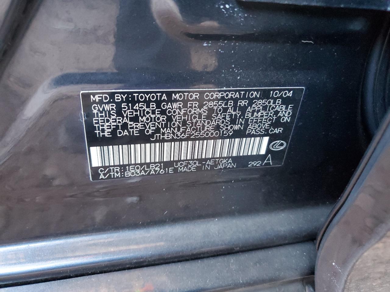 2005 Lexus LS VIN JTHBN36F255000159 Copart auction photo, mechanical damage thumbnail 12