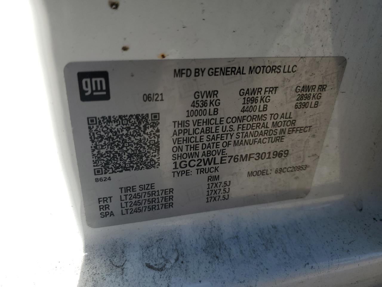 2021 Chevrolet Silverado VIN 1GC2WLE76MF301969 Copart auction photo, side damage thumbnail 12