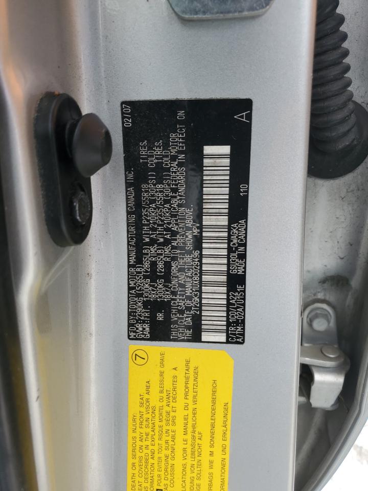 2008 Lexus RX VIN 2T2GK31UX8C029496 Copart auction photo, all over damage thumbnail 14