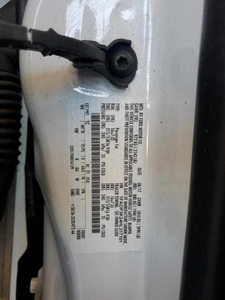 2017 Ford Focus VIN 1FADP3K24HL317101 Copart auction photo, rear end damage thumbnail 12