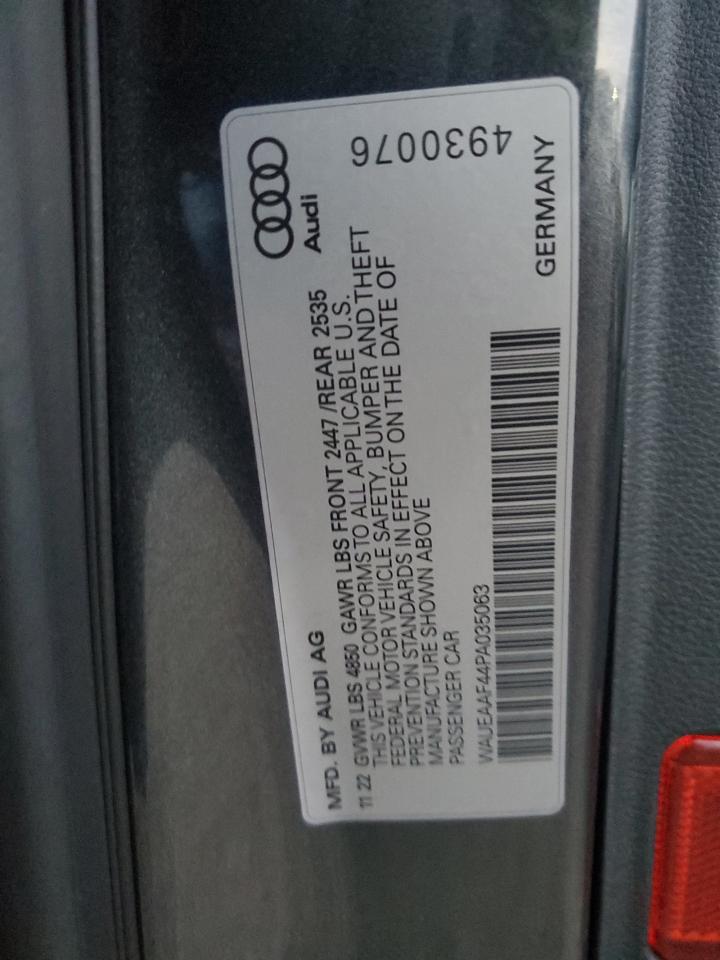 2023 Audi A4 VIN WAUEAAF44PA035063 Copart auction photo, all over / minor dent/scratches damage thumbnail 12