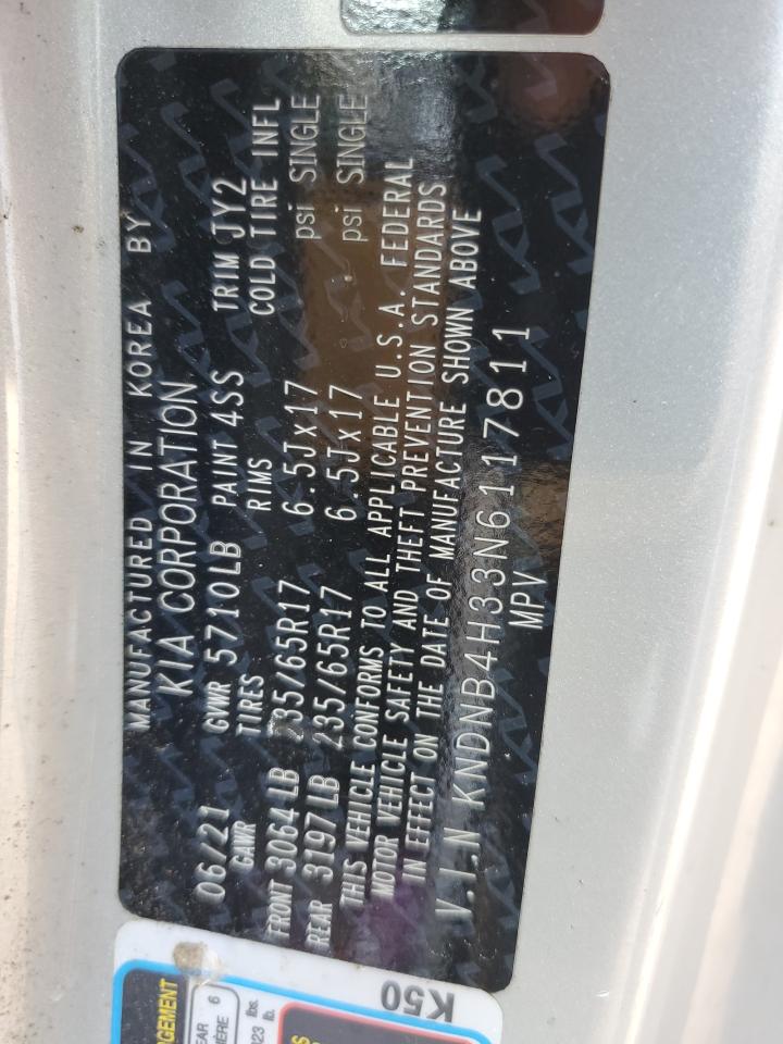 2022 KIA Carnival VIN KNDNB4H33N6117811 Copart auction photo, side / front end damage thumbnail 14