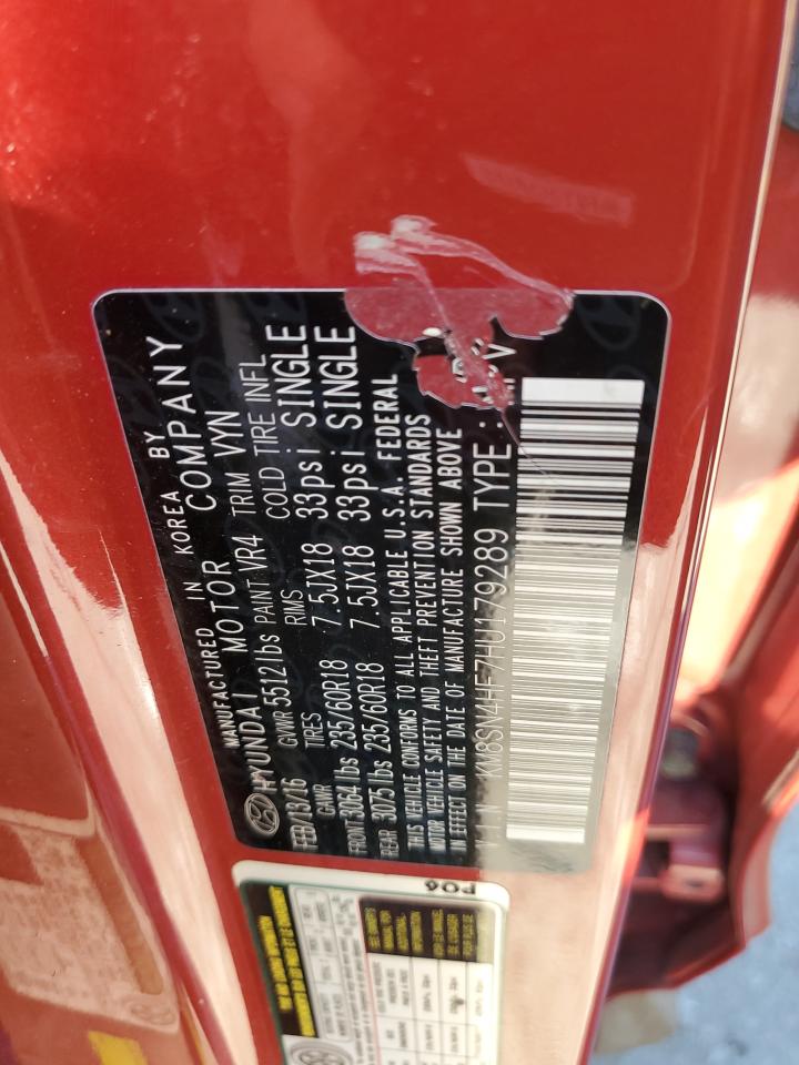 2017 Hyundai Santa Fe VIN KM8SN4HF7HU179289 Copart auction photo, front end damage thumbnail 13