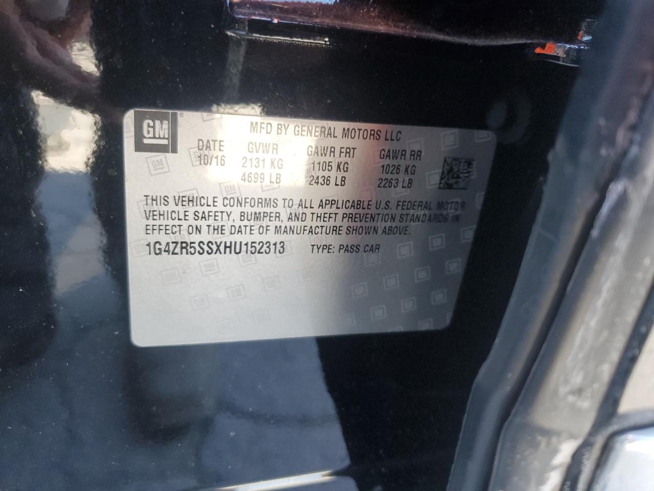 2017 Buick LaCrosse VIN 1G4ZR5SSXHU152313 Copart auction photo, front end damage thumbnail 14