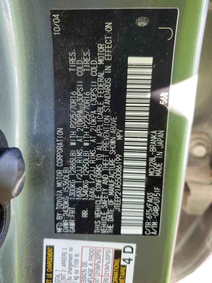 2005 Toyota Highlander VIN JTEEP21A550086199 Copart auction photo, front end / rear end damage thumbnail 15