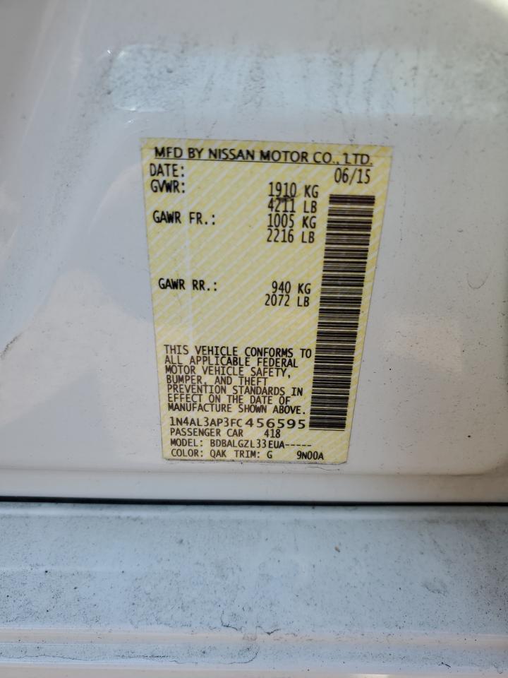 2015 Nissan Altima VIN 1N4AL3AP3FC456595 Copart auction photo, front end damage thumbnail 12