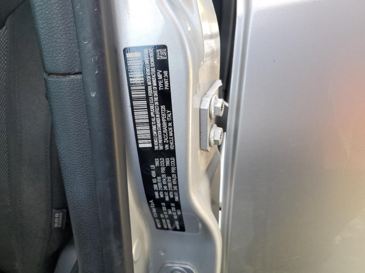 2017 Jeep Renegade VIN ZACCJBAB8HPE67226 Copart auction photo, biohazard/chemical damage thumbnail 12