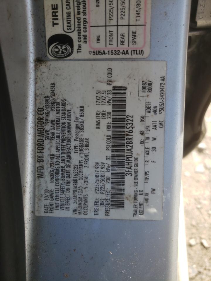2011 Ford Fusion VIN 3FAHP0JA2BR165322 Copart auction photo, all over damage thumbnail 15
