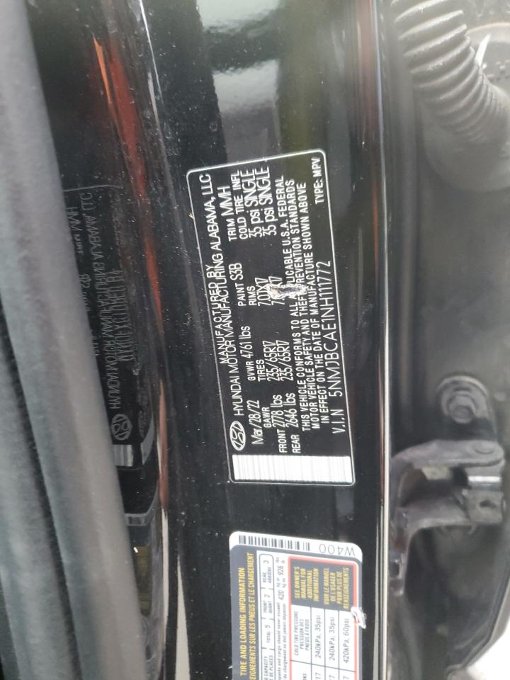2022 Hyundai Tucson VIN 5NMJBCAE1NH111772 Copart auction photo, front end damage thumbnail 13