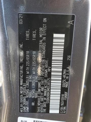 2021 Toyota Highlander VIN 5TDHZRBH3MS536525 Copart auction photo, front end / minor dent/scratches damage thumbnail 12