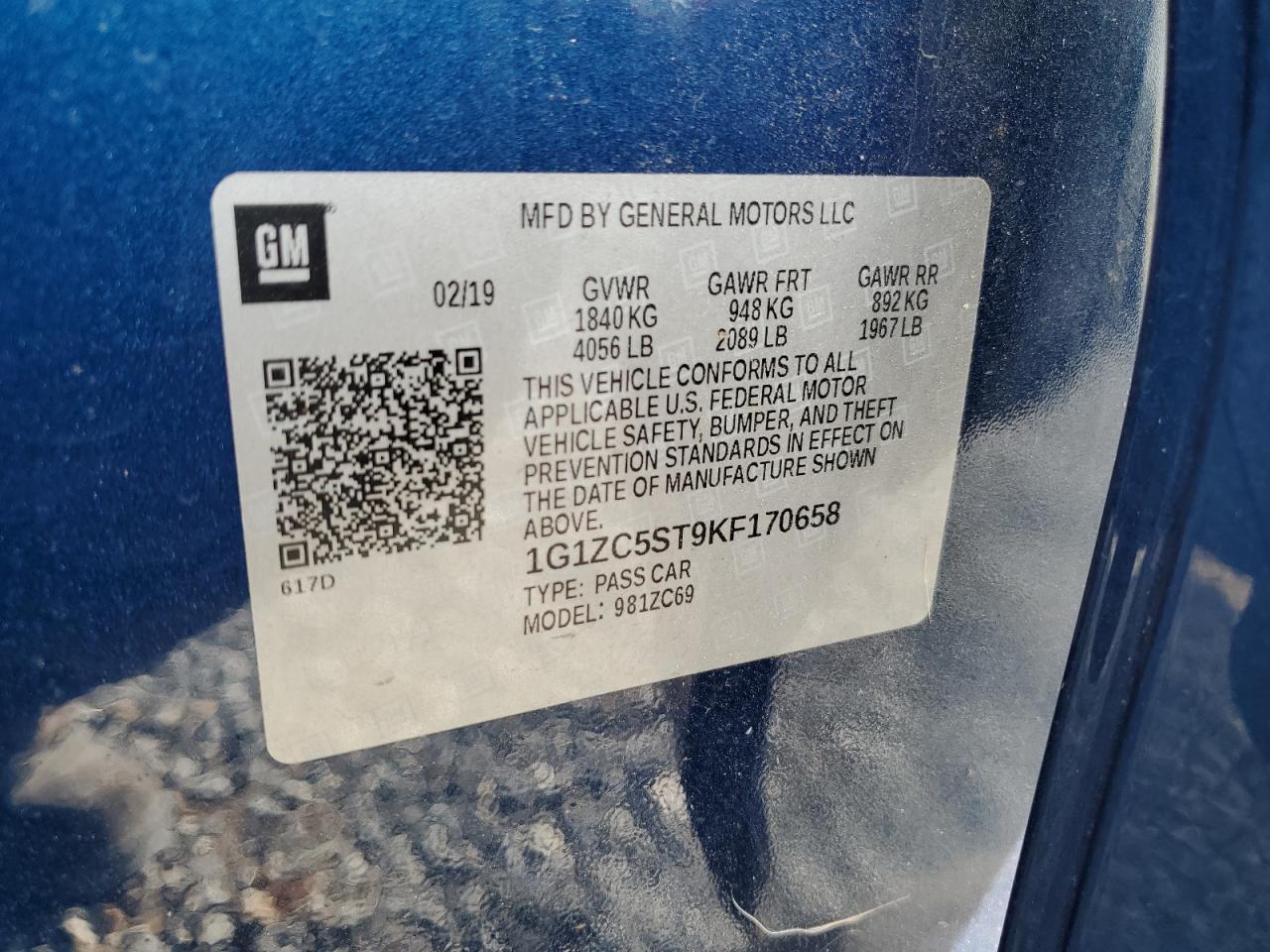 2019 Chevrolet Malibu VIN 1G1ZC5ST9KF170658 Copart auction photo, front end damage thumbnail 12