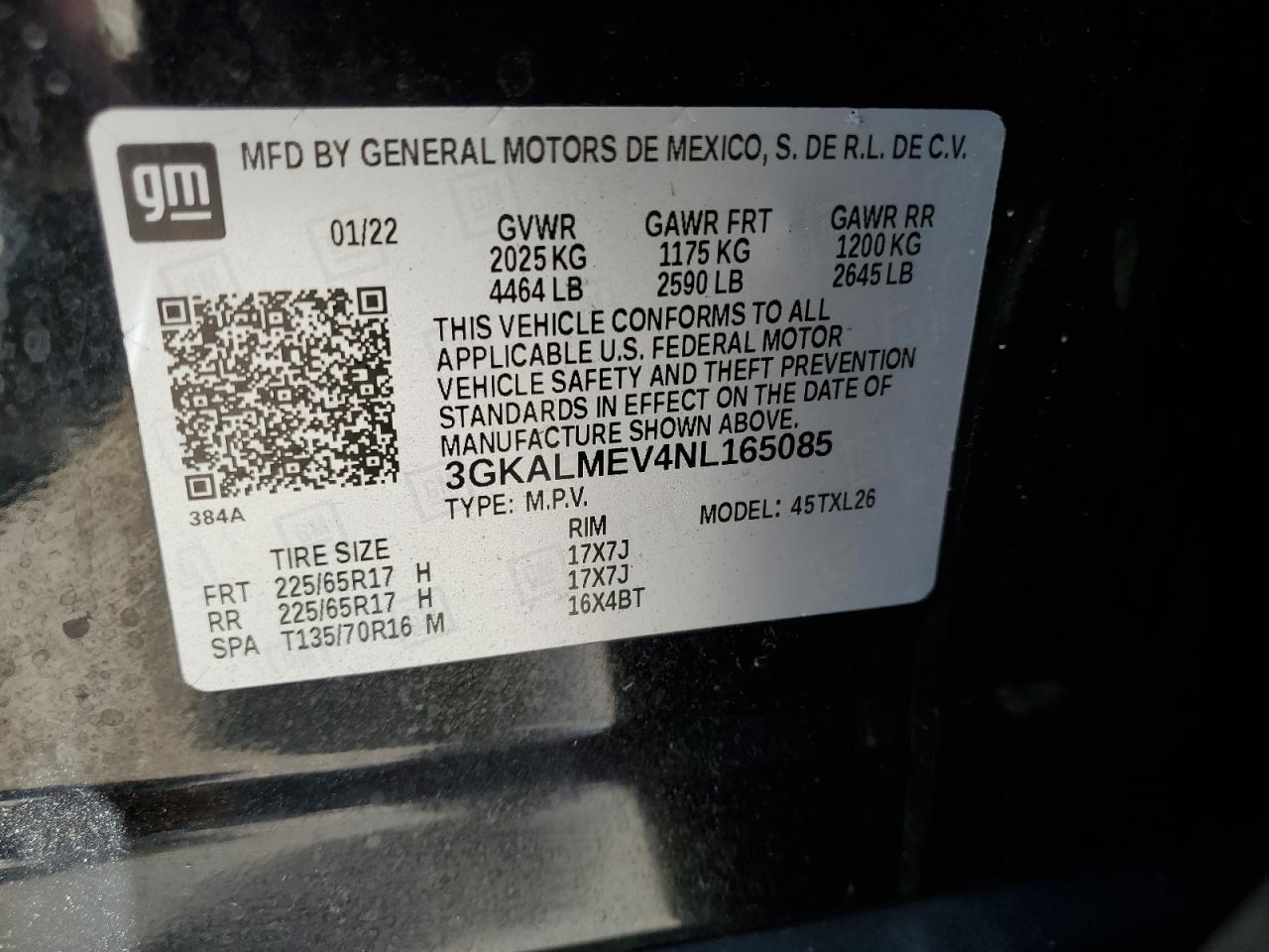 2022 GMC Terrain VIN 3GKALMEV4NL165085 Copart auction photo, front end damage thumbnail 13