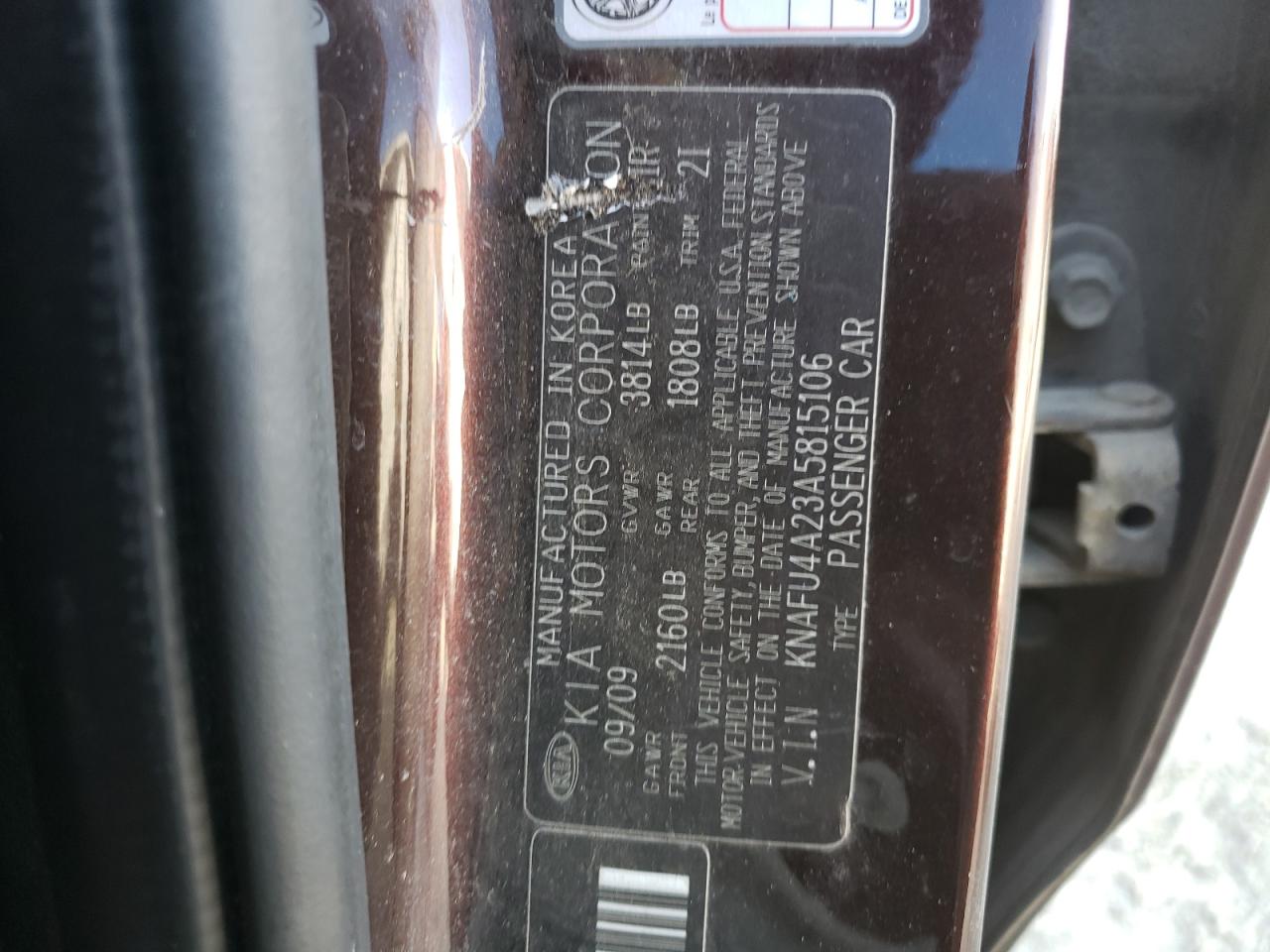 2010 KIA Forte VIN KNAFU4A23A5815106 Copart auction photo, front end / rear end damage thumbnail 14