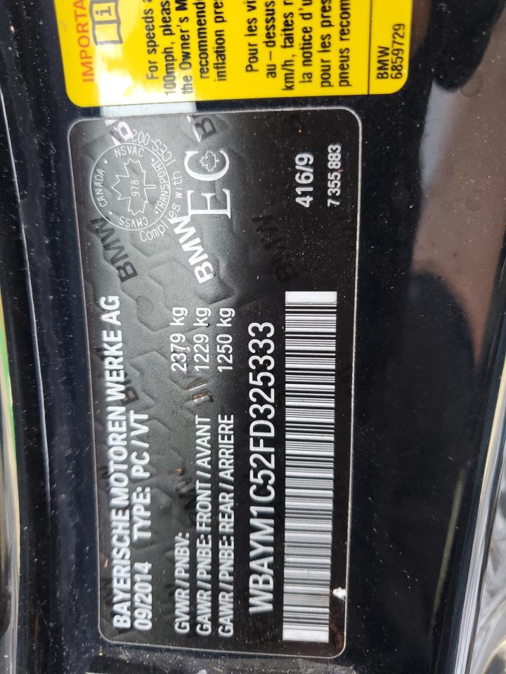 2015 BMW 6er VIN WBAYM1C52FD325333 Copart auction photo, front end / side damage thumbnail 14