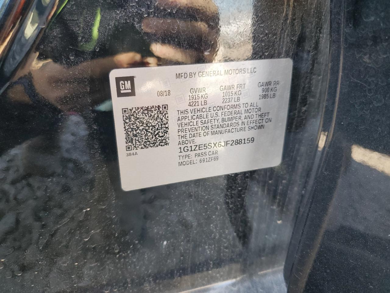 2018 Chevrolet Malibu VIN 1G1ZE5SX6JF288159 Copart auction photo, side damage thumbnail 13