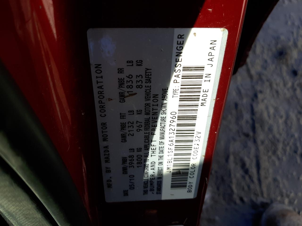 2010 Mazda 3 VIN JM1BL1SF6A1327960 Copart auction photo, rear end damage thumbnail 12