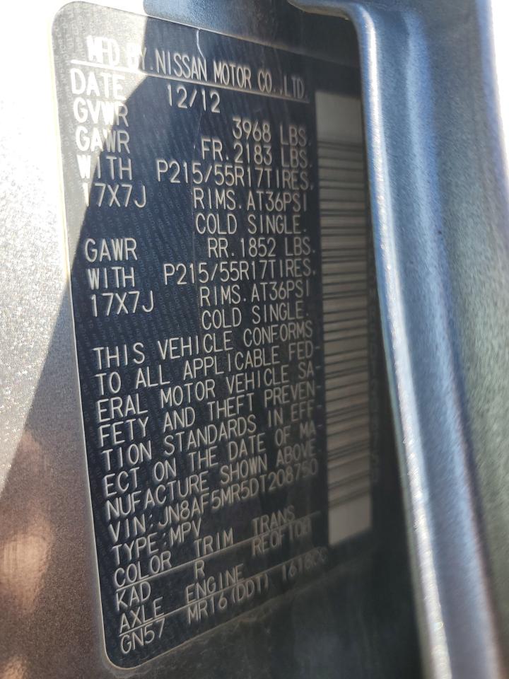 2013 Nissan Juke VIN JN8AF5MR5DT208750 Copart auction photo, undercarriage / minor dent/scratches damage thumbnail 14