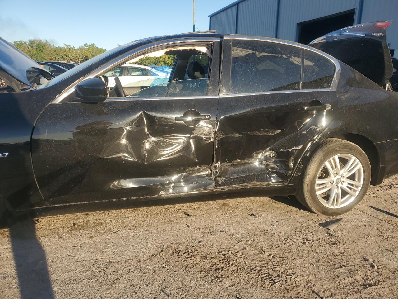 2015 Infiniti Q40 VIN JN1CV6AR0FM651387 Copart auction photo, side damage thumbnail 7