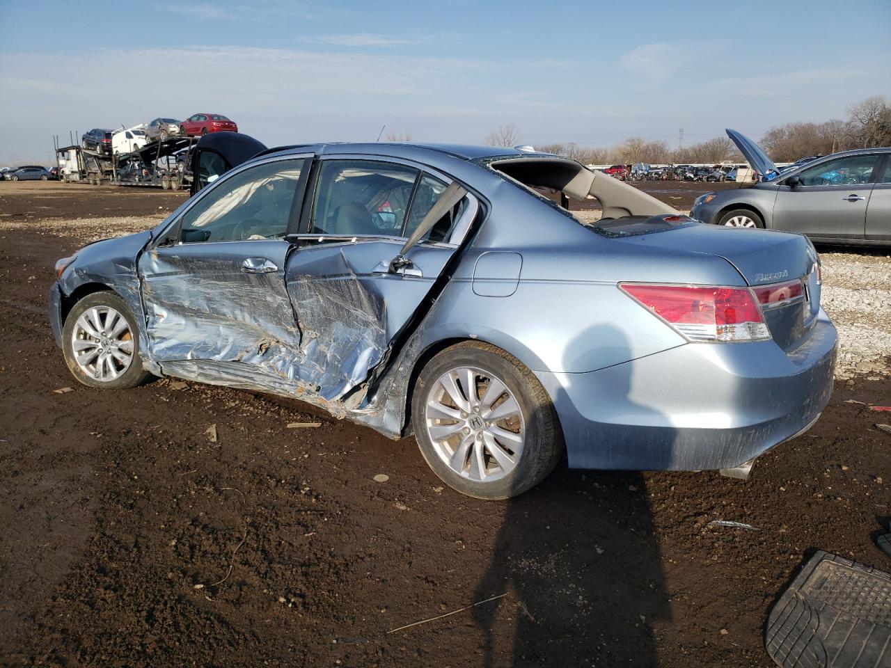 2011 Honda Accord VIN 1HGCP3F80BA016110 Copart auction photo, side / front end damage thumbnail 2