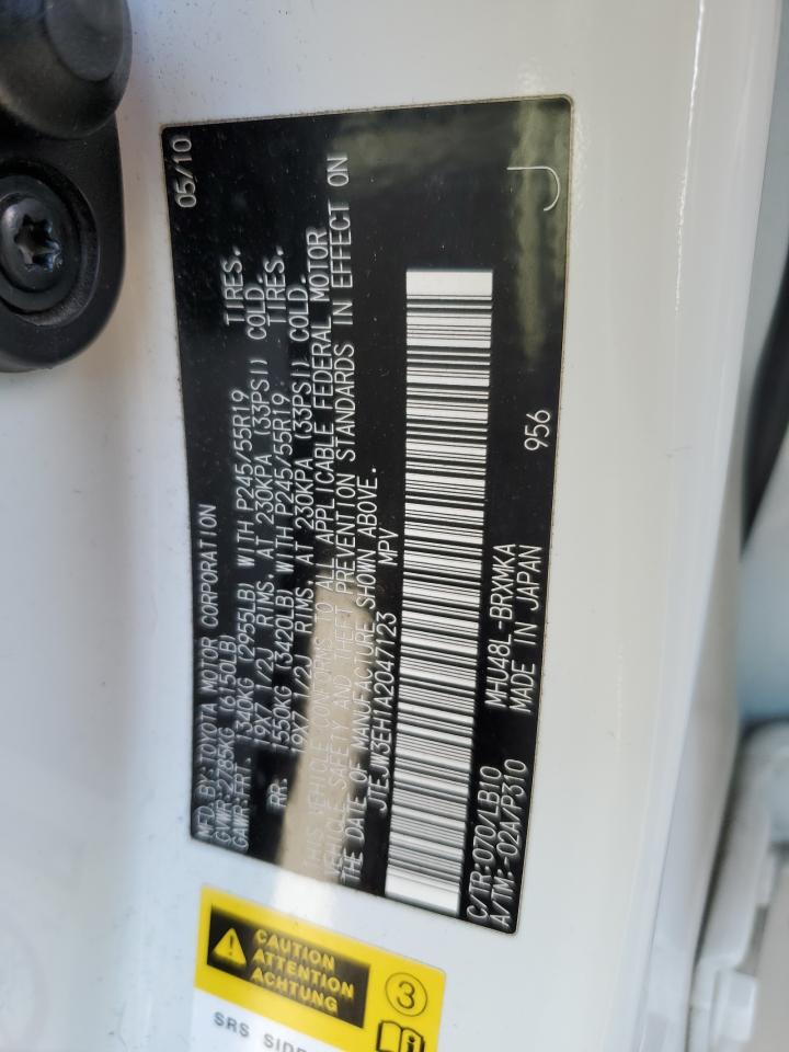 2010 Toyota Highlander VIN JTEJW3EH1A2047123 Copart auction photo, rear end damage thumbnail 13