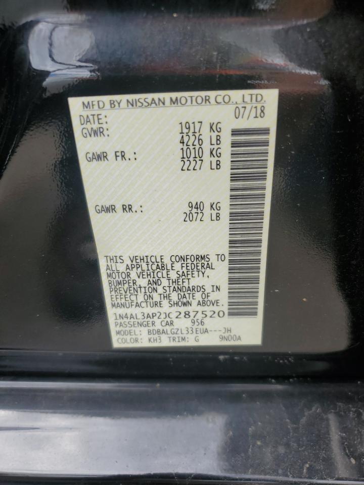 2018 Nissan Altima VIN 1N4AL3AP2JC287520 Copart auction photo, minor dent/scratches damage thumbnail 12