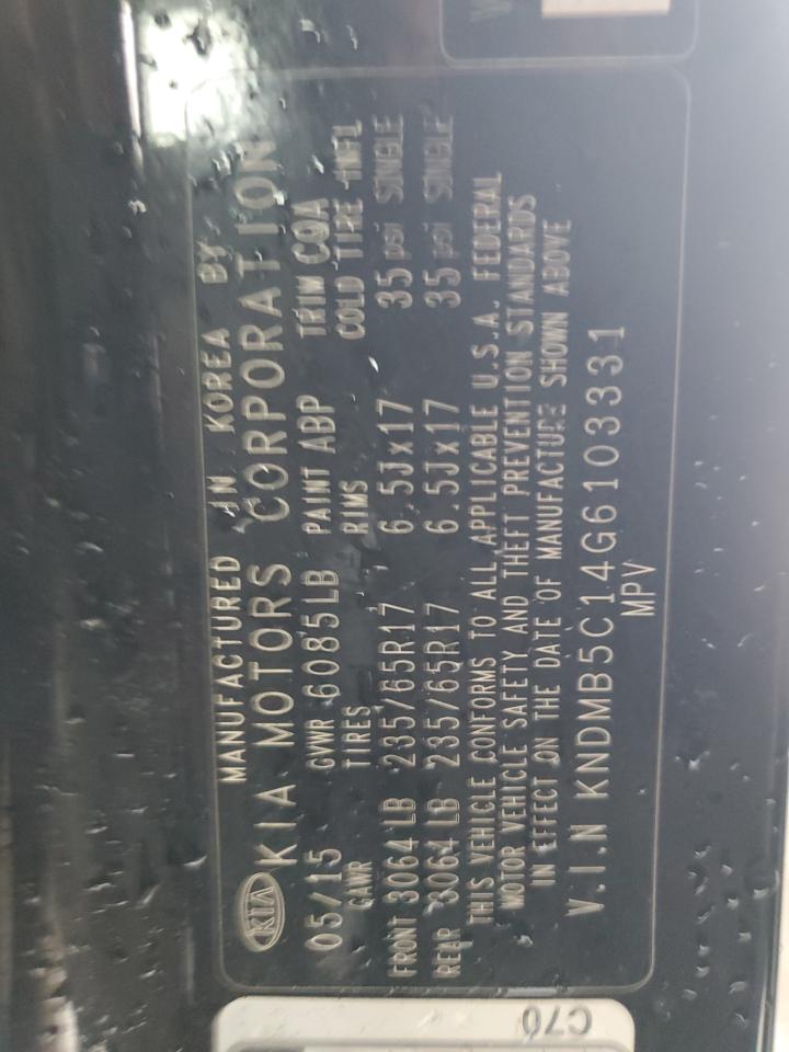 2016 KIA Sedona VIN KNDMB5C14G6103331 Copart auction photo, mechanical / front end damage thumbnail 13