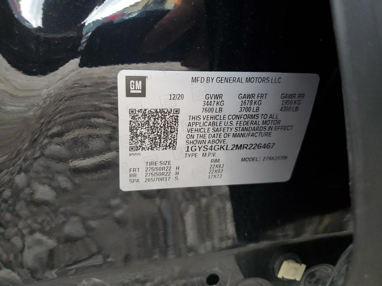 2021 Cadillac Escalade VIN 1GYS4GKL2MR226467 Copart auction photo, all over damage thumbnail 12
