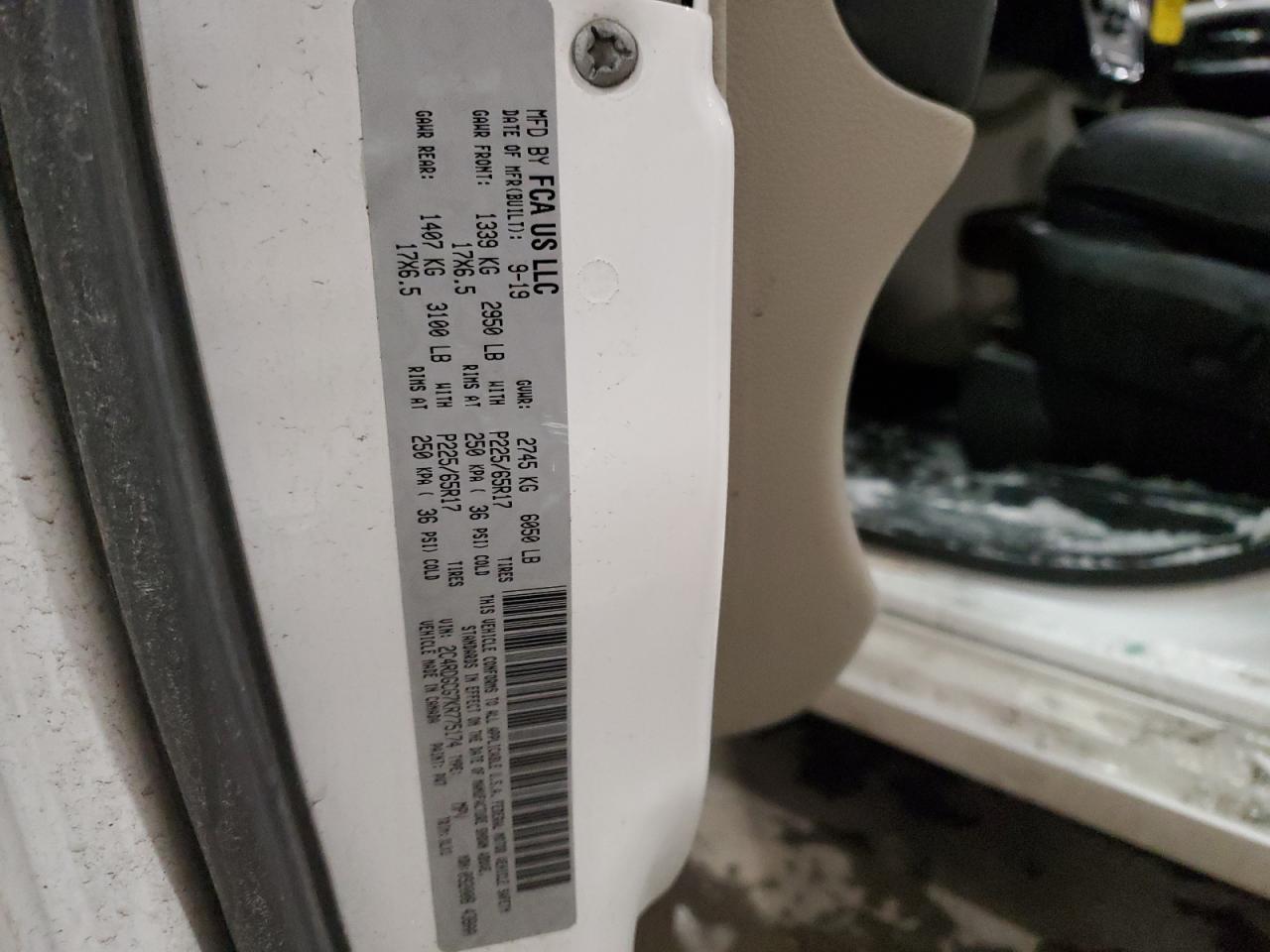 2019 Dodge Caravan VIN 2C4RDGCG7KR775174 Copart auction photo, front end / all over damage thumbnail 14