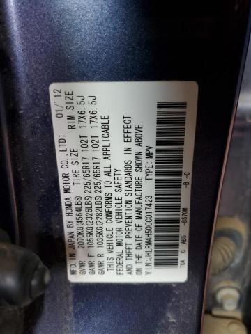 2012 Honda CR-V VIN JHLRM4H50CC017423 Copart auction photo, front end / side damage thumbnail 14