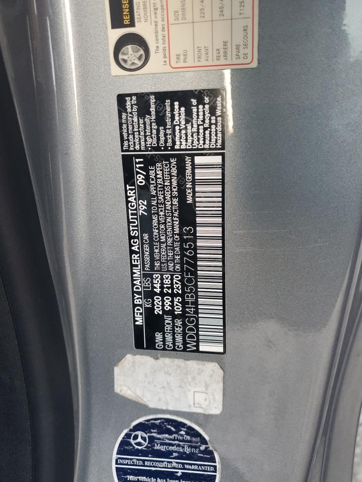 2012 Mercedes-Benz C-klasse VIN WDDGJ4HB5CF776513 Copart auction photo, front end / side damage thumbnail 13