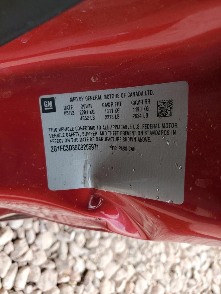 2012 Chevrolet Camaro VIN 2G1FC3D35C9205971 Copart auction photo, rear end / side damage thumbnail 12