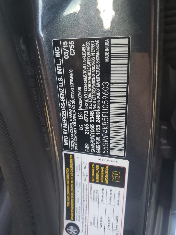 2015 Mercedes-Benz C-klasse VIN 55SWF4KB5FU059603 Copart auction photo, all over damage thumbnail 12