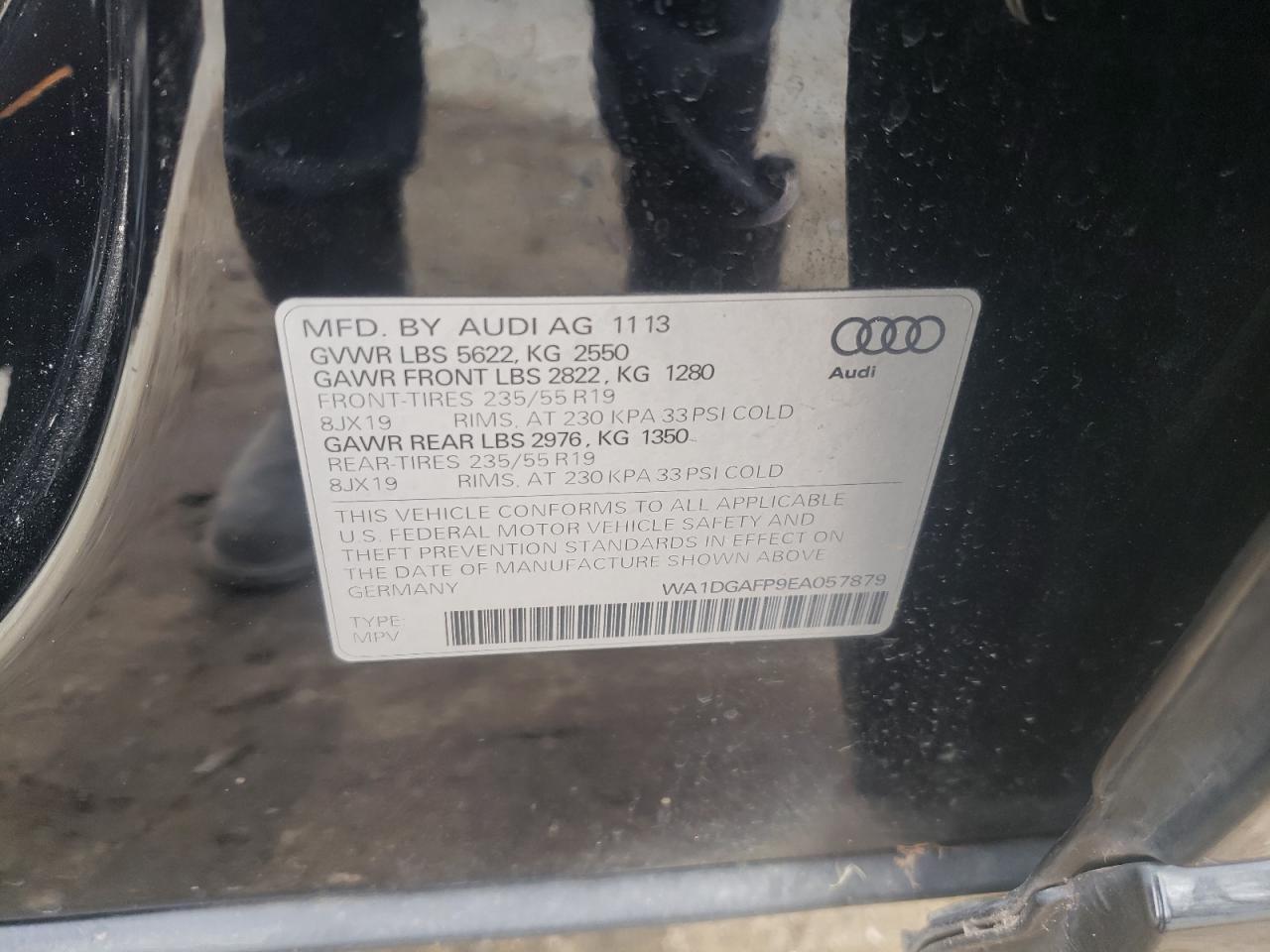 2014 Audi Q5 VIN WA1DGAFP9EA057879 Copart auction photo, front end damage thumbnail 13