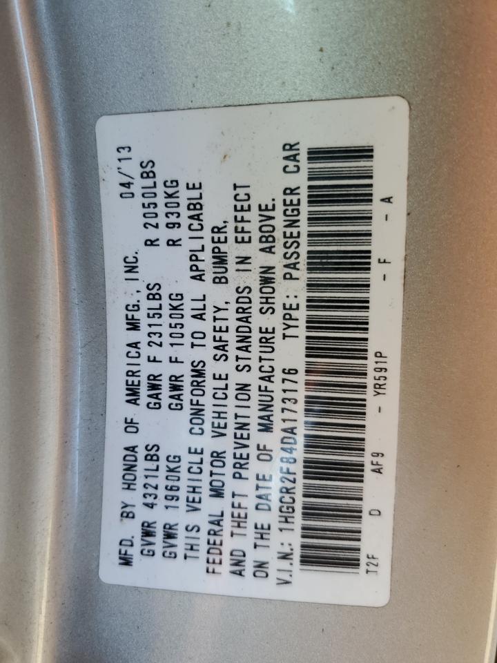 2013 Honda Accord VIN 1HGCR2F84DA173176 Copart auction photo, rear end / front end damage thumbnail 15